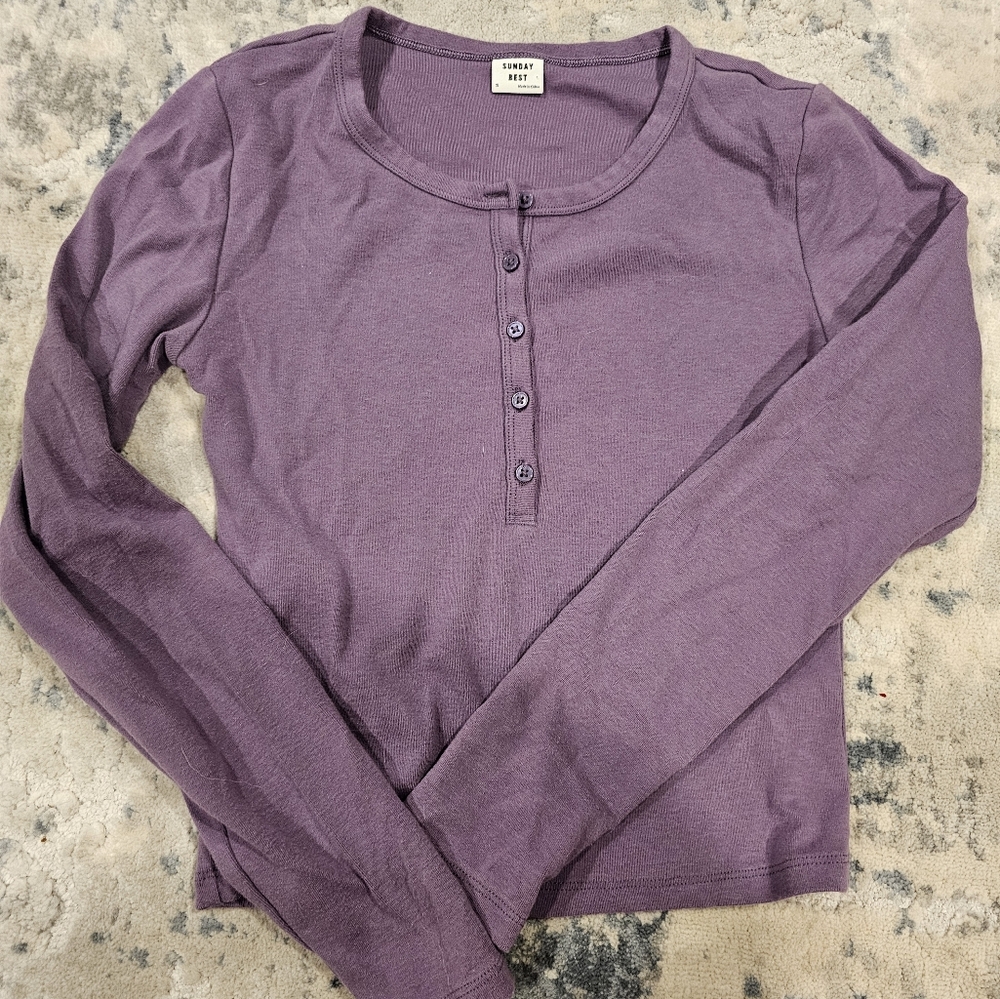 Aritzia Sunday Best Purple Long Sleeve Top